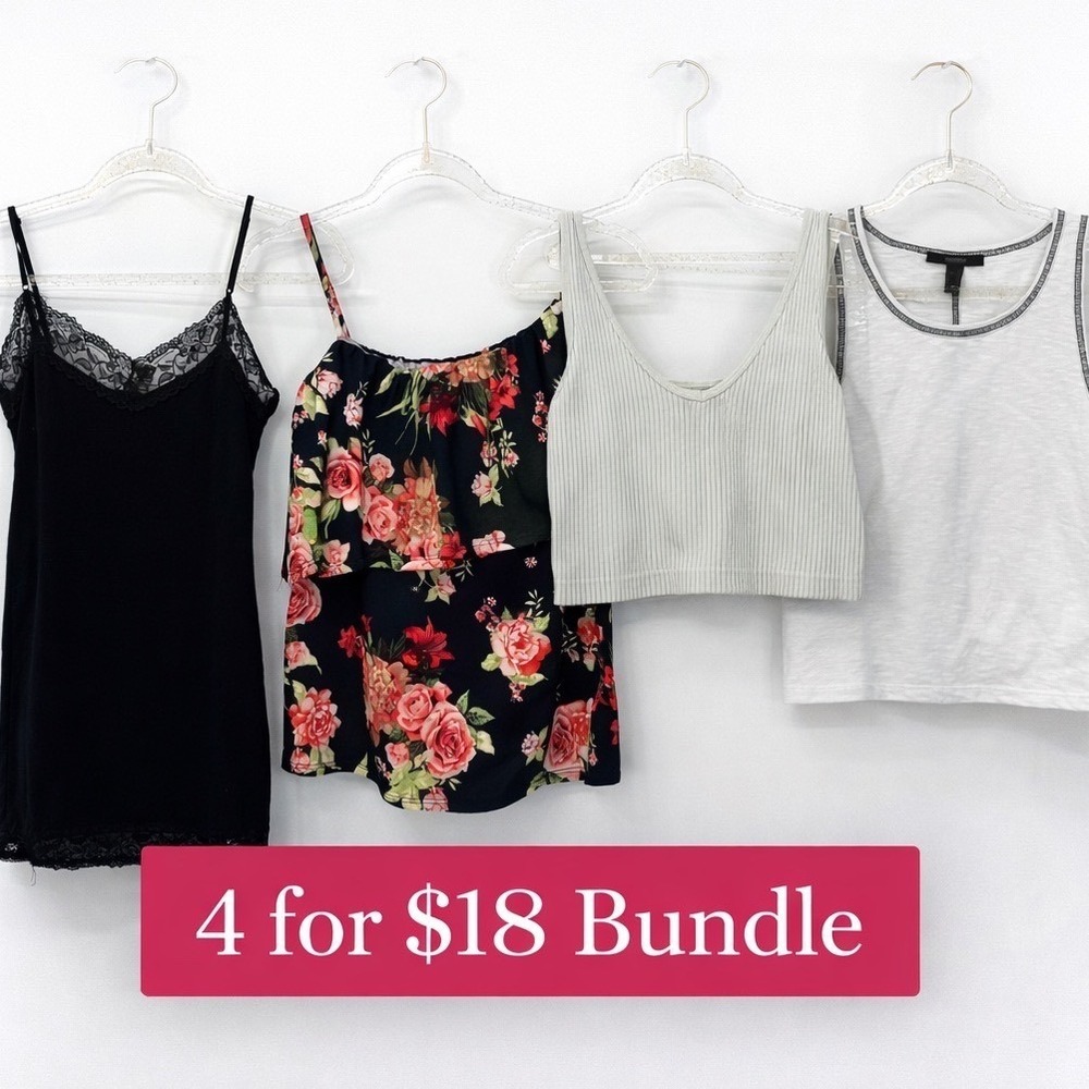 Womens Top Bundle Lot 4 Free People Forever 21 LA Gypsy Floral‎ Lace Ribbed M L